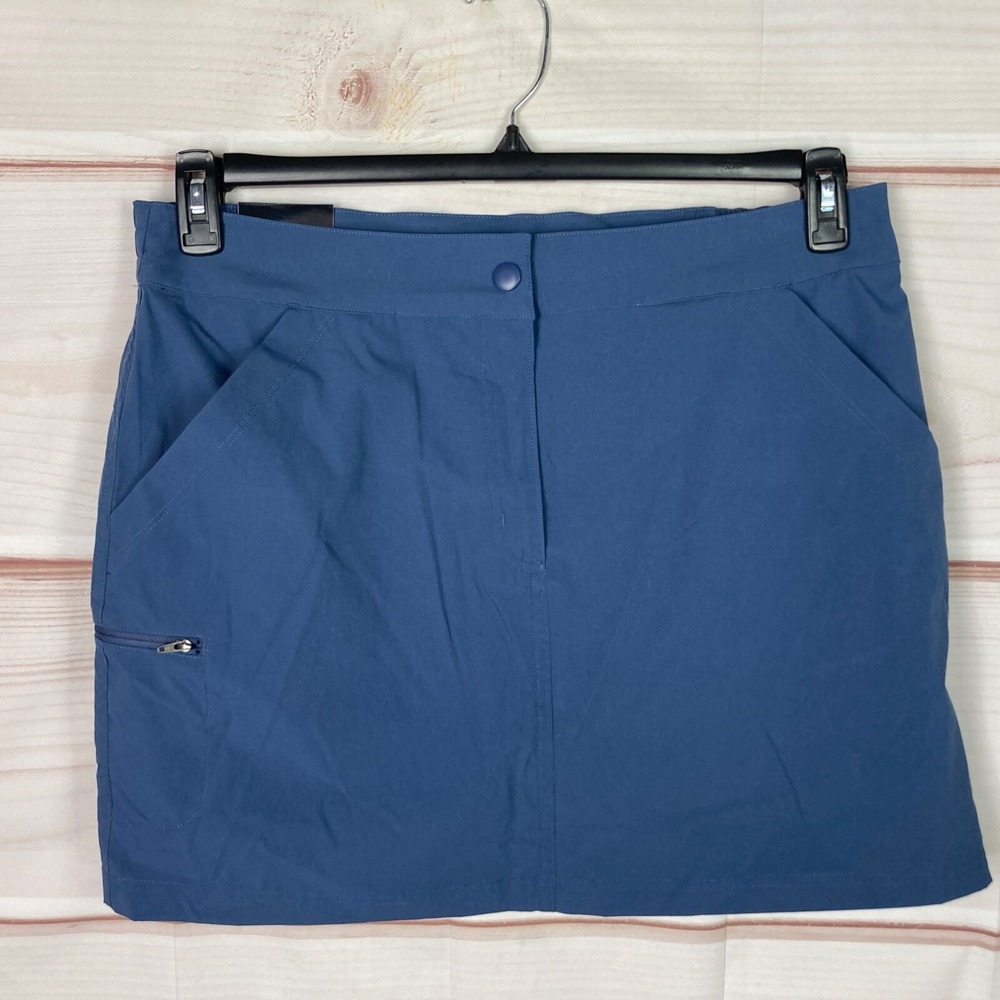 32 Degrees Cool Skort Women L Blue A-Line Active Skirt Zip Pocket Solid Mid Rise